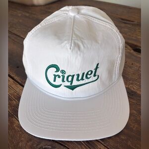 Criquet White Hat with Green Embroidery